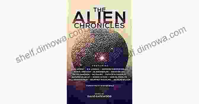 The Alien Chronicles Book Cover Featuring An Alien And A Human Interacting Future Adventures: Eight Complete Adventure Science Fiction Novels